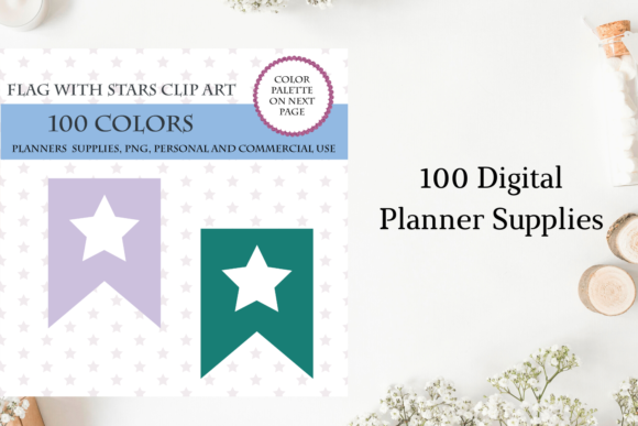 100 Banners Flag with Stars Clipart