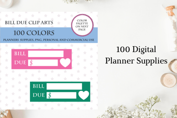 100 Colors Clip Art and 100 Bill Due Clipart: A Planner’s Essential Toolkit