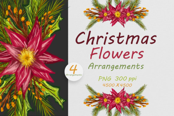 4 Arrangements of Christmas Flowers