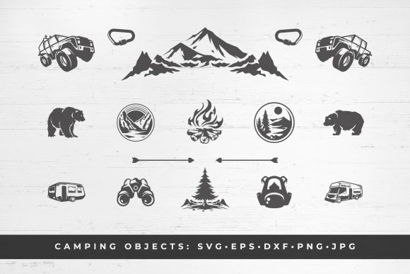 Camping and Mountains Vector Clipart