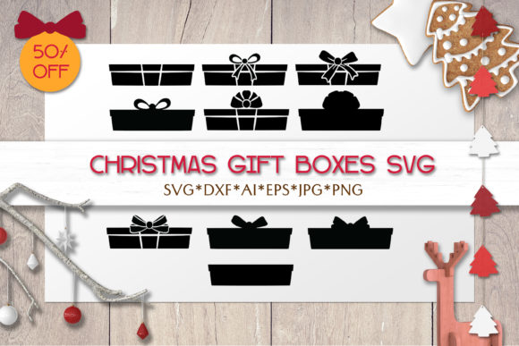 Christmas Gift Boxes with Bow Ribbon