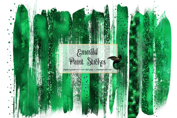 Emerald Green Brush Strokes Clipart: Elevating Creative Projects with Shimmering Digital Elements