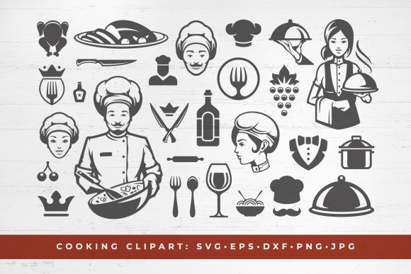 Food Cooking Silhouettes and Restaurant Icons