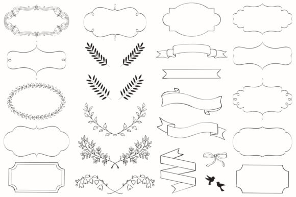 Framed Laurels and Banners in Vector Format