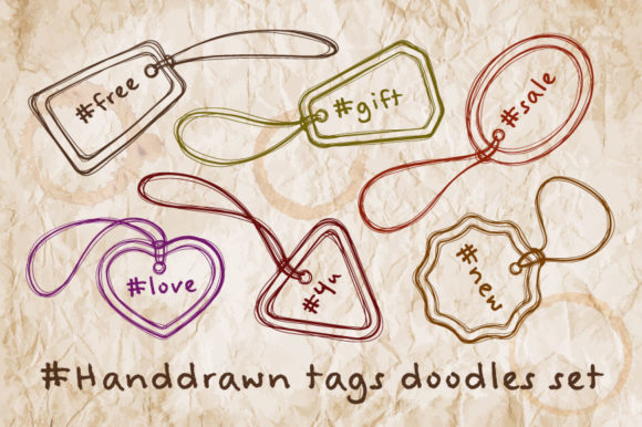 Hand Drawn Tags Doodles Set for Creative Projects