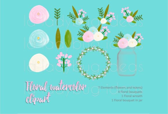 Pink and Aqua Watercolor Floral Clipart: A Versatile Design Asset for Creative Projects