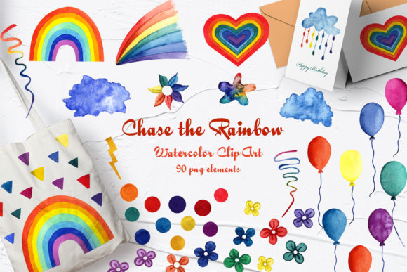 Rainbow Watercolor Clip Art for Creative Projects