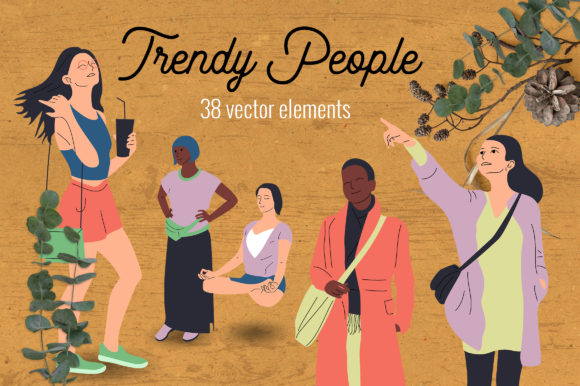 Trendy People Vector Clipart: A Versatile Design Asset