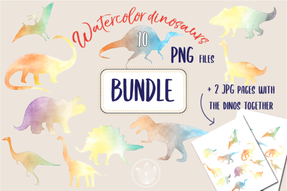 Watercolor Dinosaurs for Sublimation Printing